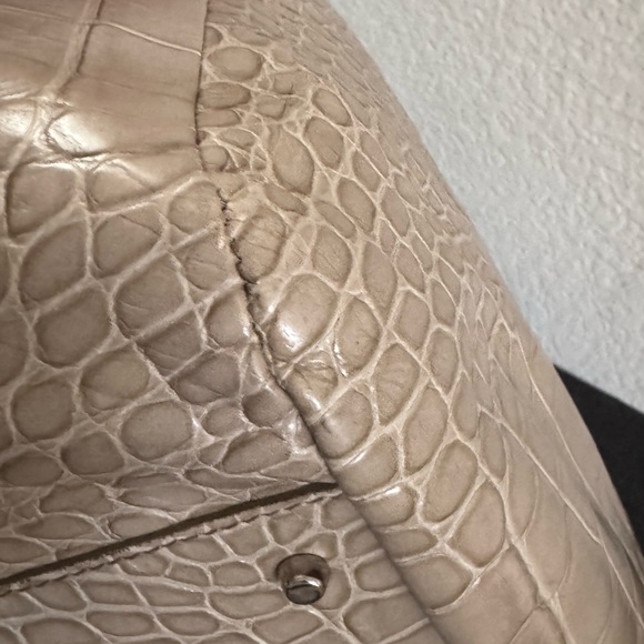 FURLA Crocodile Embossed Beige Tote Bag - Picture 8 of 13